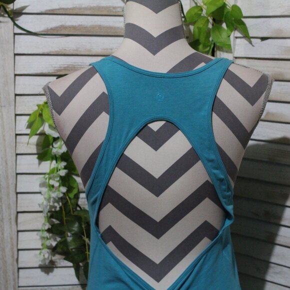 Lululemon Teal Blur Tank Dress Open Back Sleeveless (211) - Picture 10 of 13